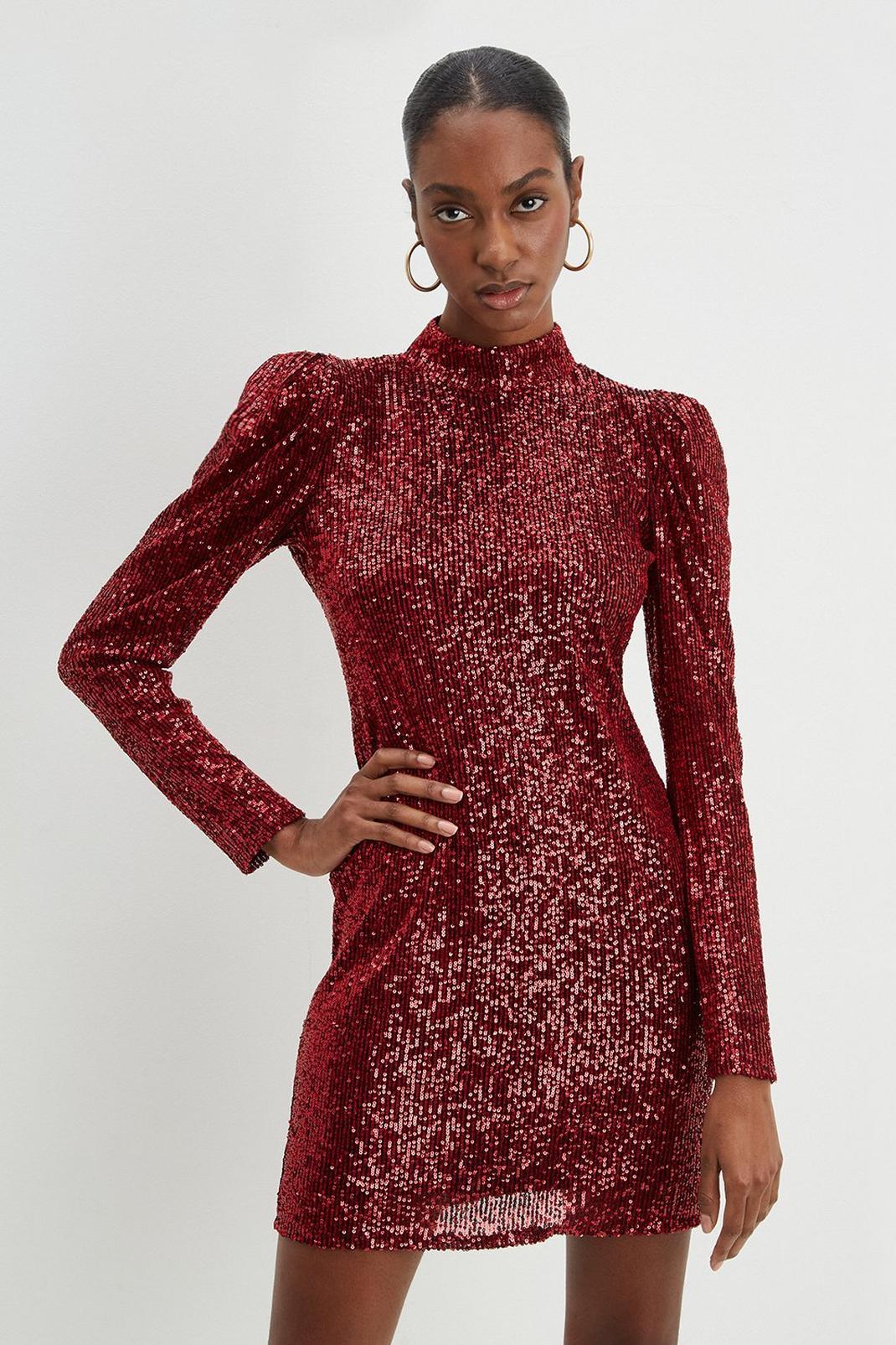 Ruby Sequin Long Sleeve Shift Dress image number 1