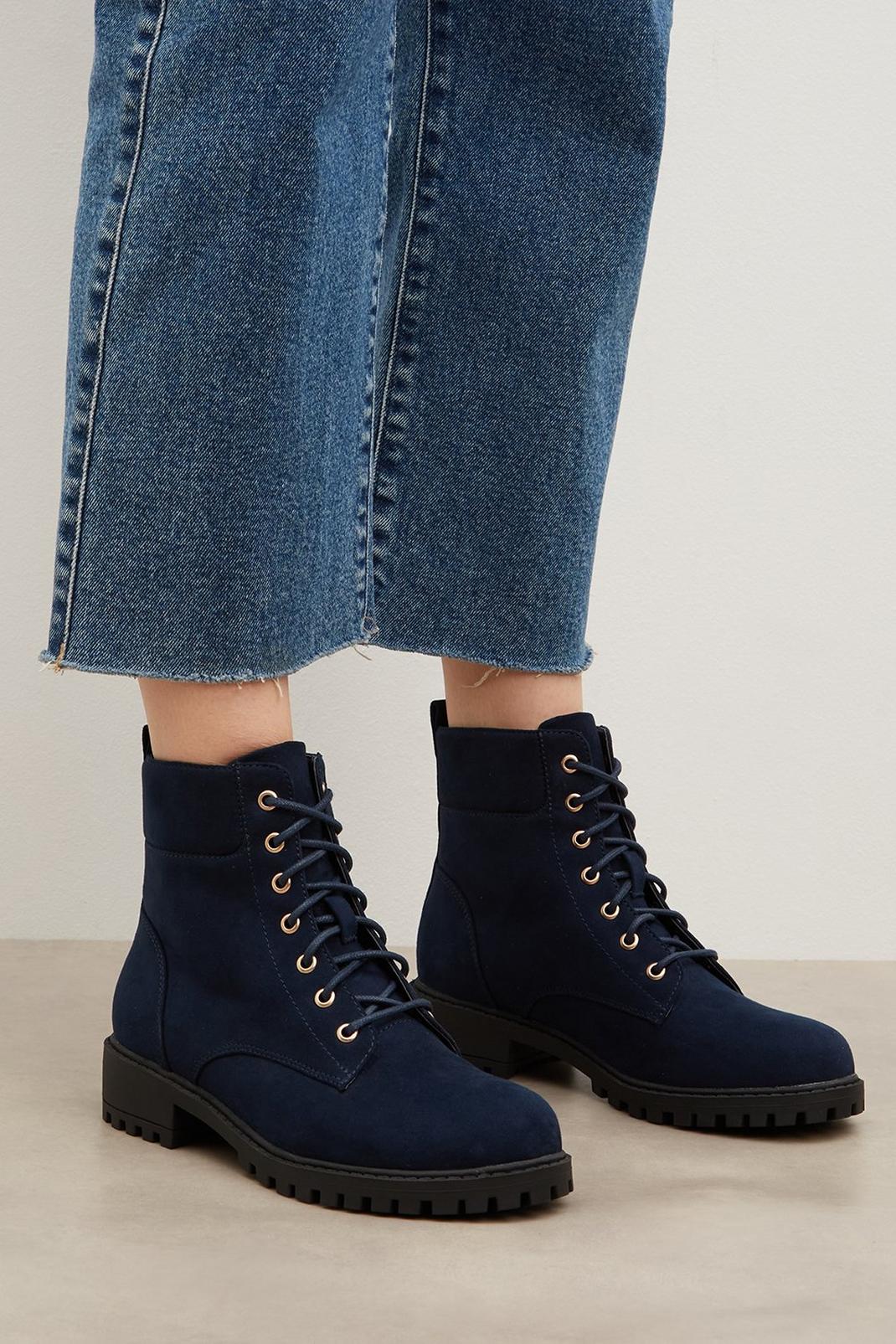 Navy Good For The Sole: May Comfort Lace Up Boots image number 1