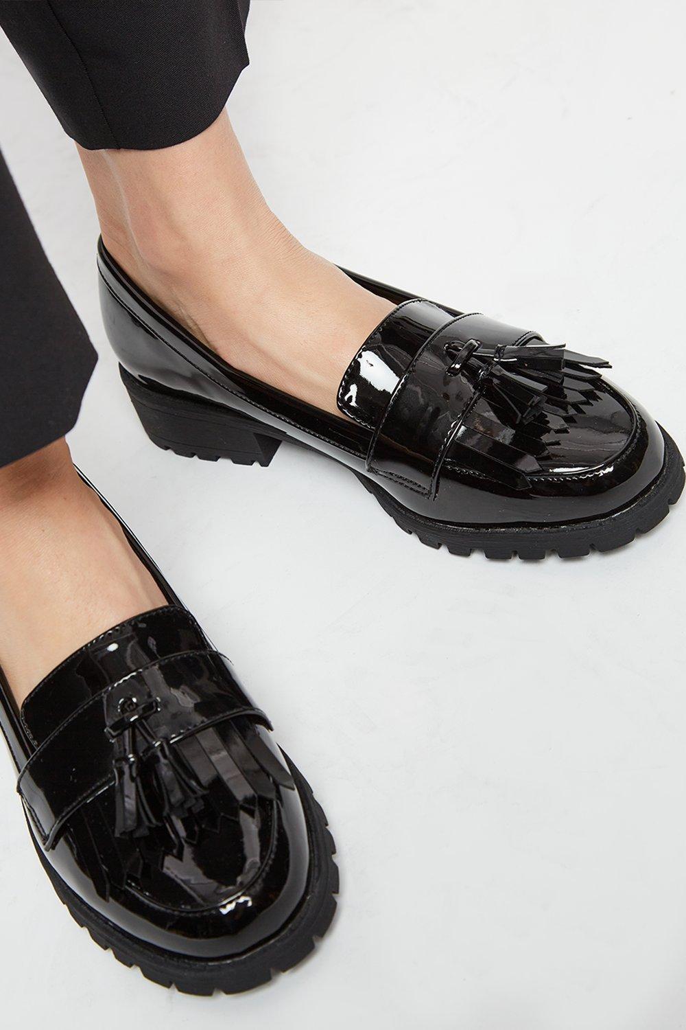 black patent loafers wide fit