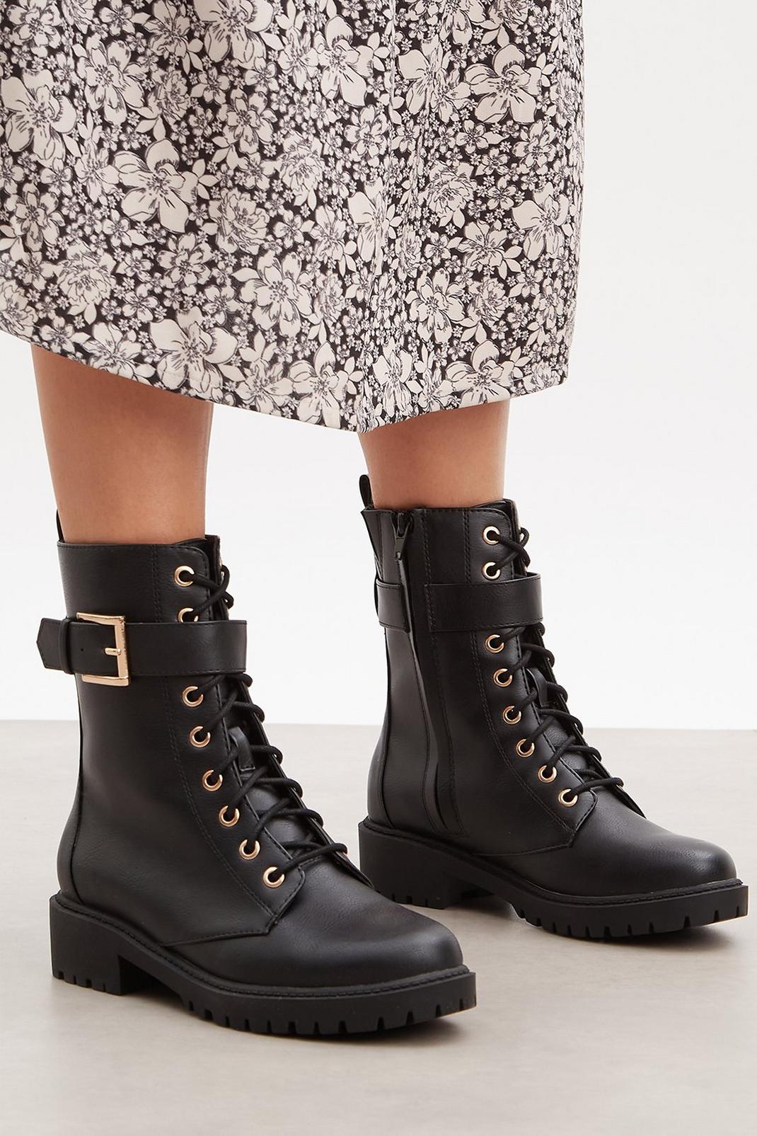 Black Good For The Sole: Marion Comfort Buckle Lace Up Boot image number 1