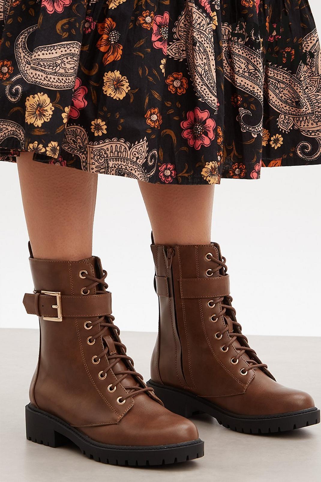 Chocolate Good For The Sole: Marion Comfort Buckle Lace Up Boot image number 1