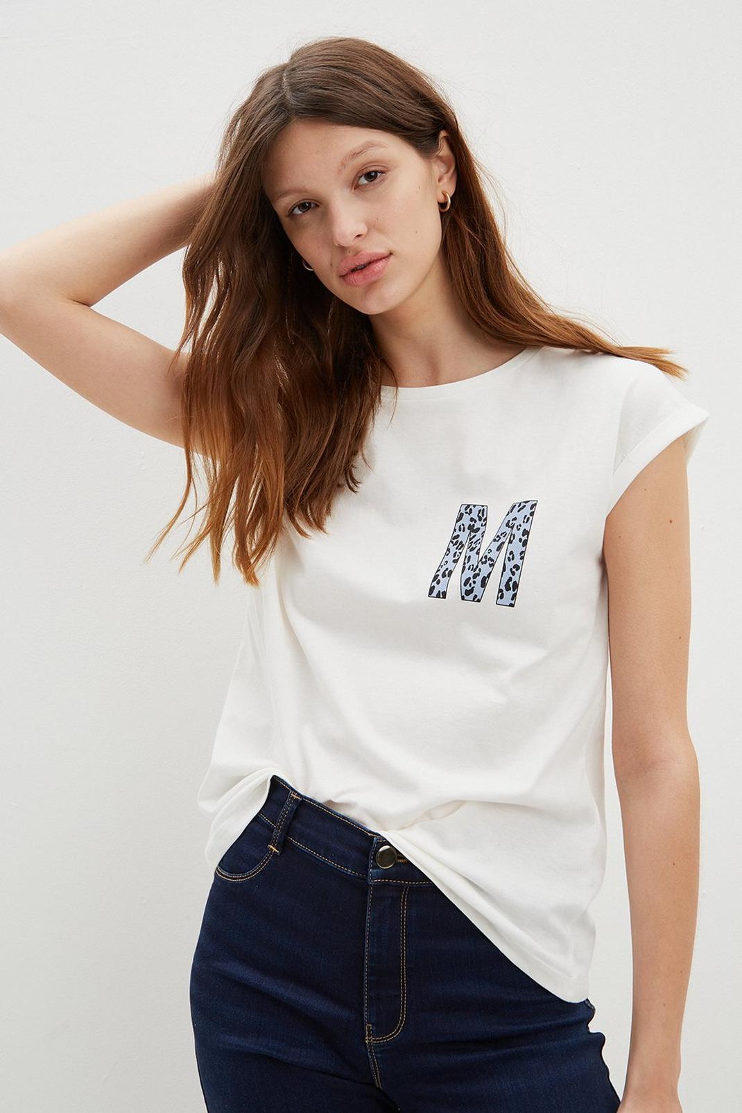 White M Initial T Shirt image number 1