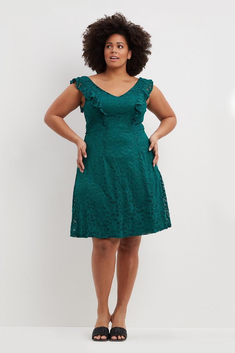 Curve Green Sleeveless Stretch Mini Dress