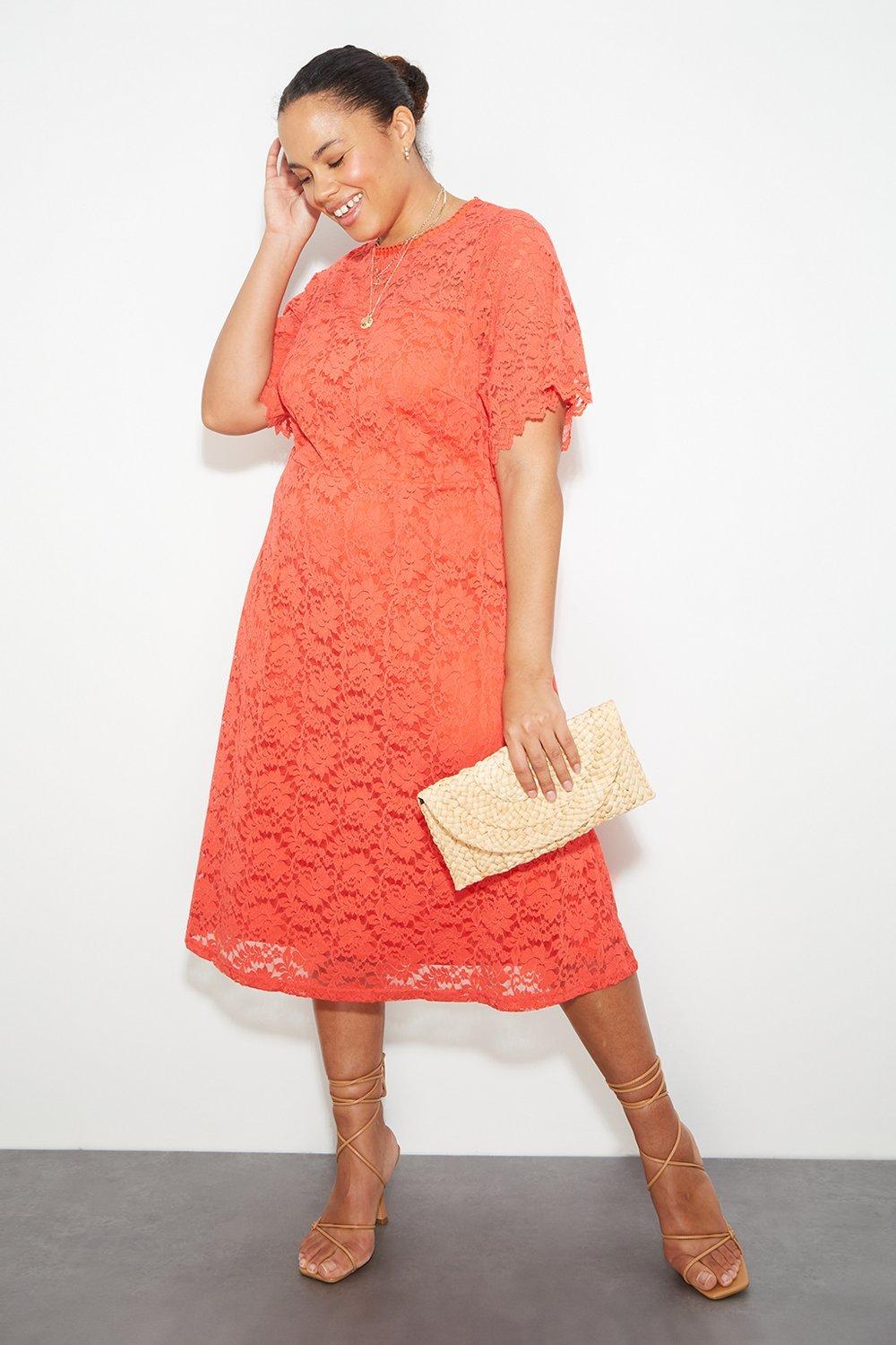 plus size coral dress with sleeves