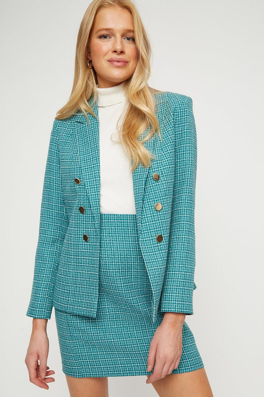 130 Green Boucle Military Button Blazer image number 1