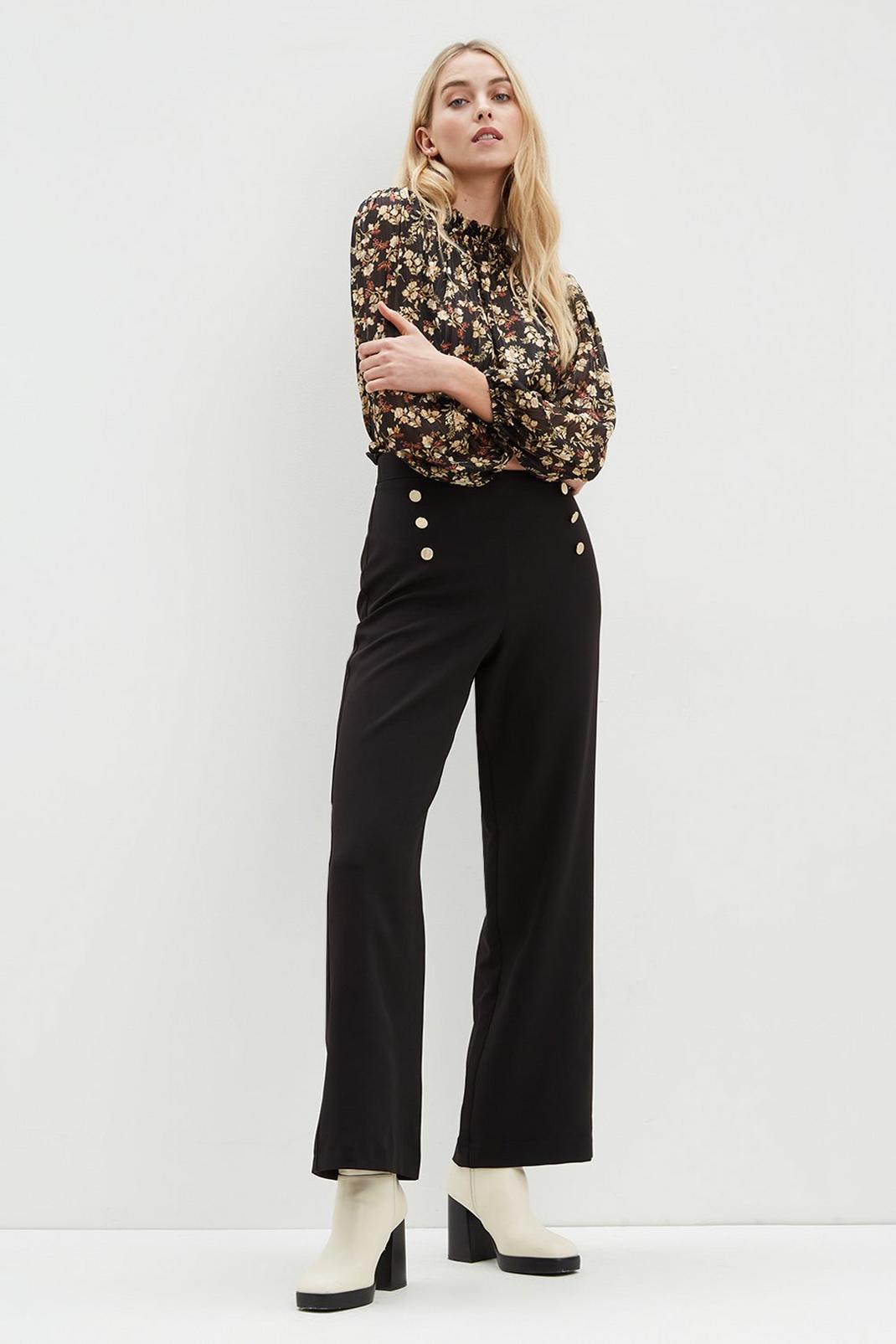 Black Palazzo Wide Leg Trousers image number 1