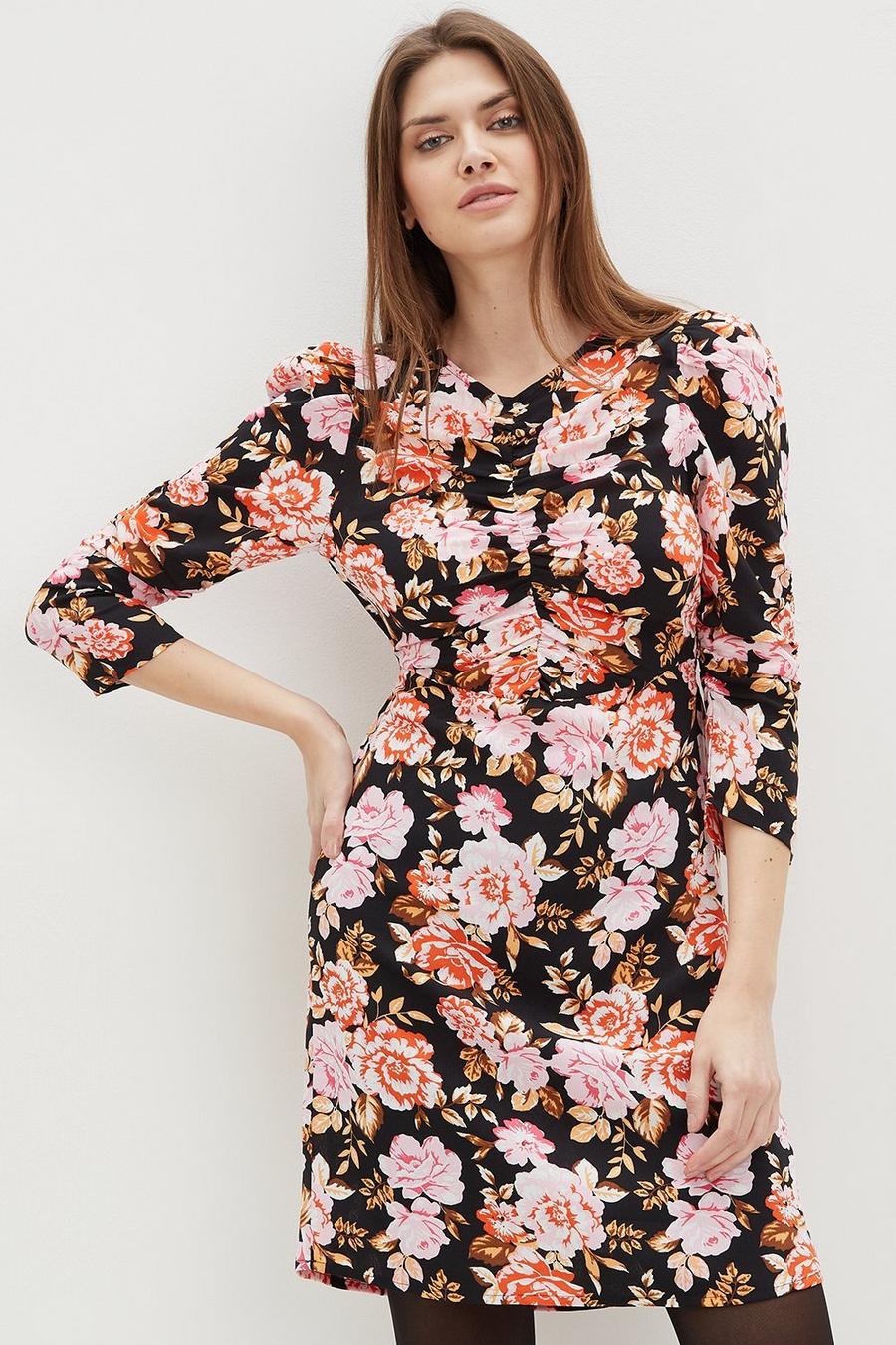 Tall Vintage Floral Ruched Front Mini