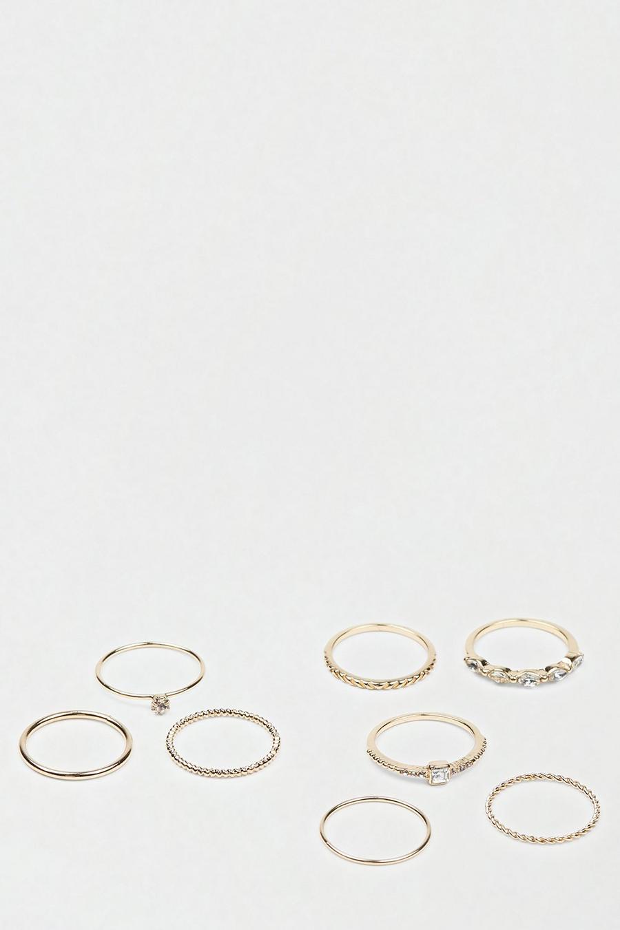 Fine Mixed Metal Crystal Stack Rings