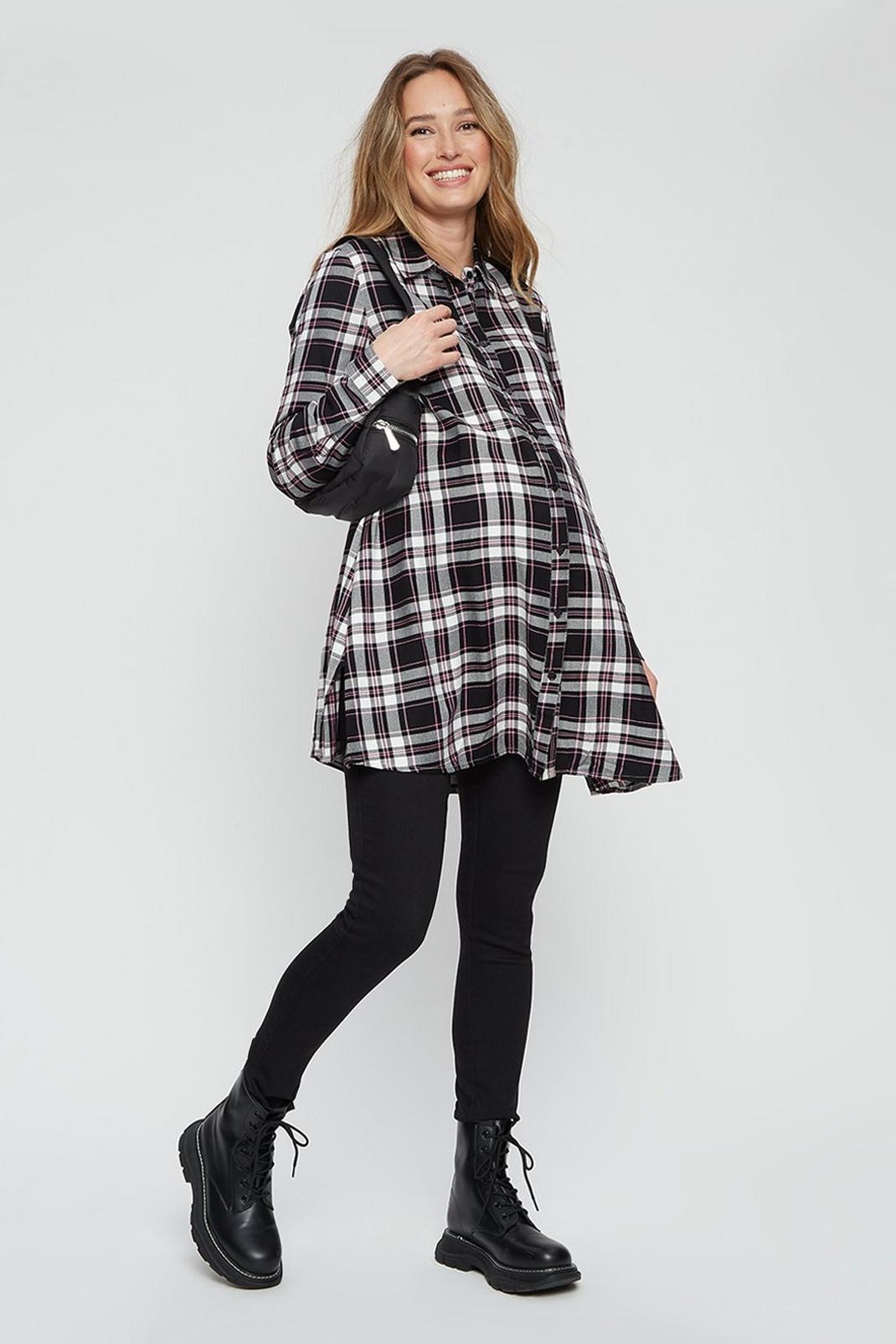 144 Maternity Longline Check Shirt image number 2