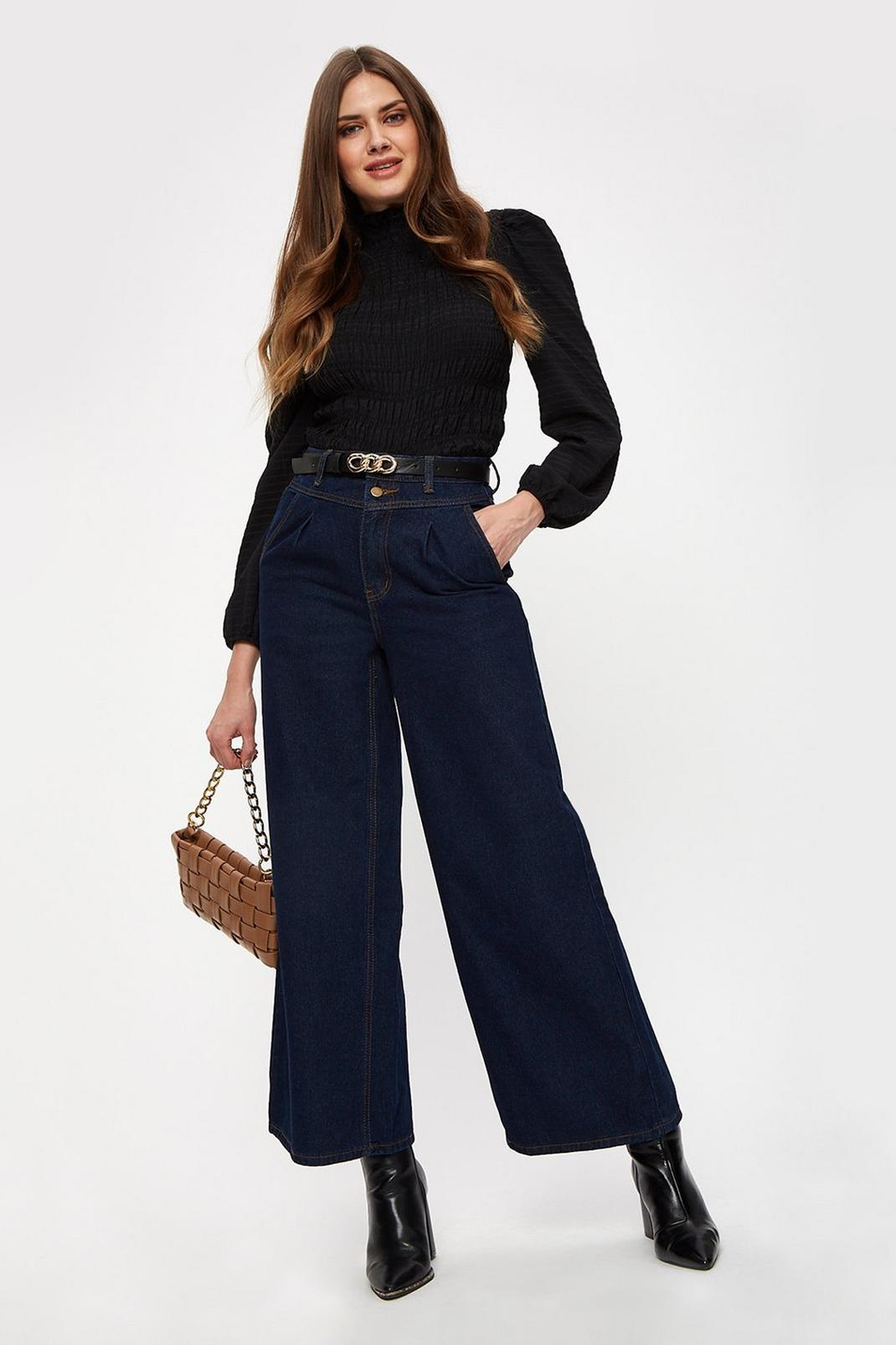Indigo Tall Wide Leg Cropped Jeans image number 1