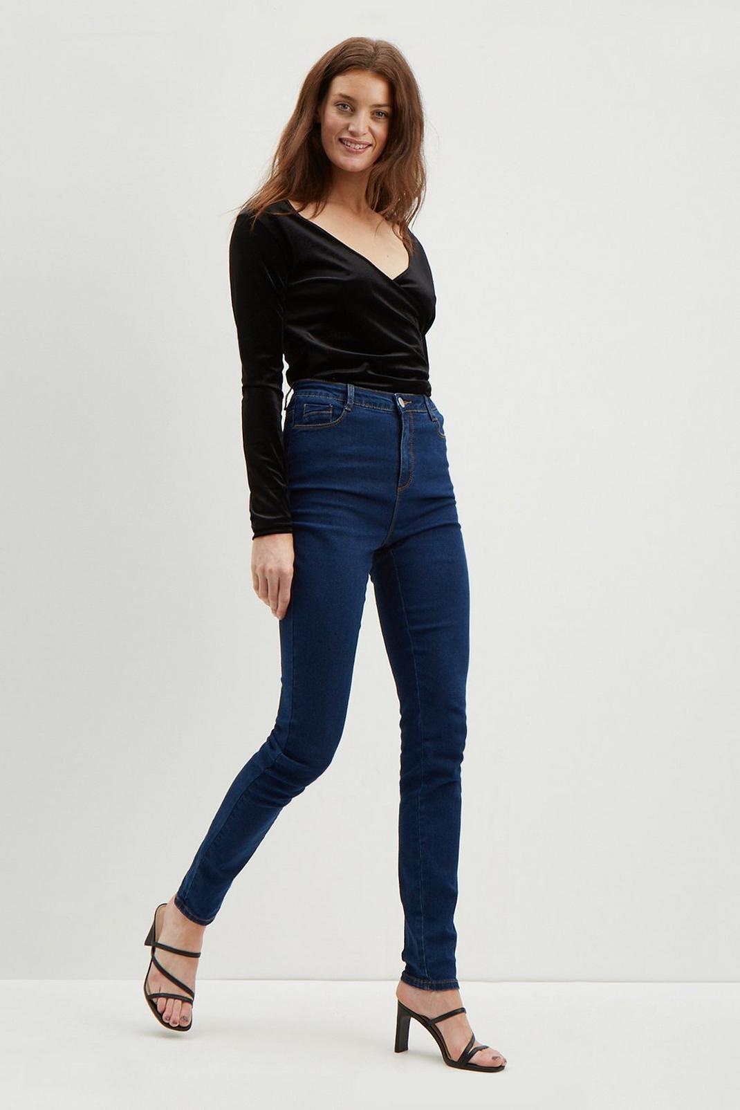 106 Tall Blue Skinny Ellise Jeans image number 2