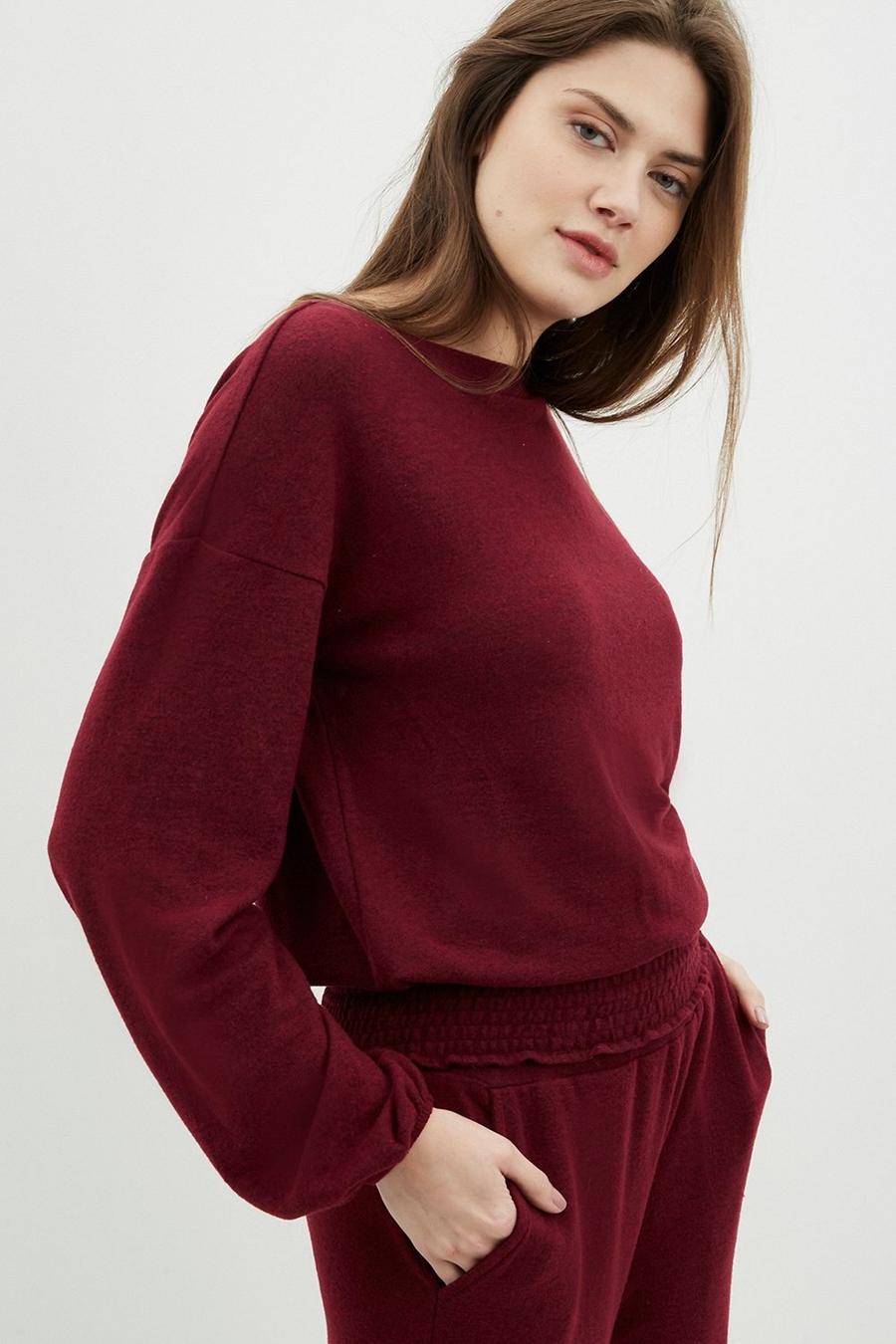 Tall Brushed Soft Touch Shirred Hem Top