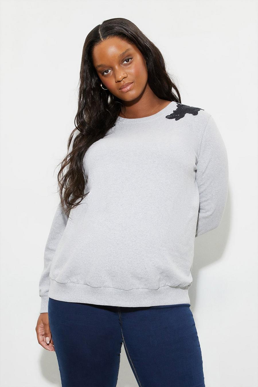 Maternity Lace Shoulder Sweatshirt