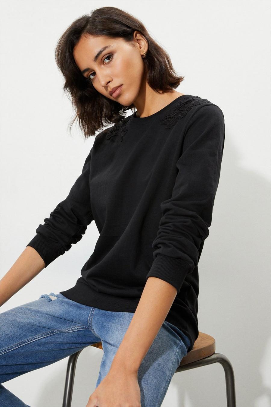Tall Lace Shoulder Sweat