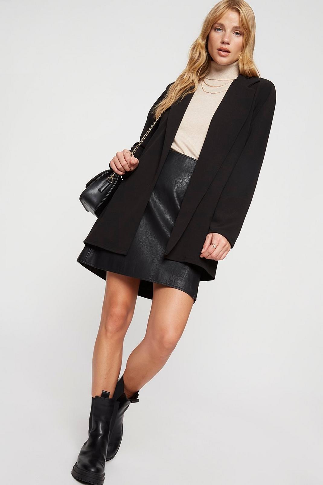 Black Oversized Relaxed Jersey Blazer image number 1
