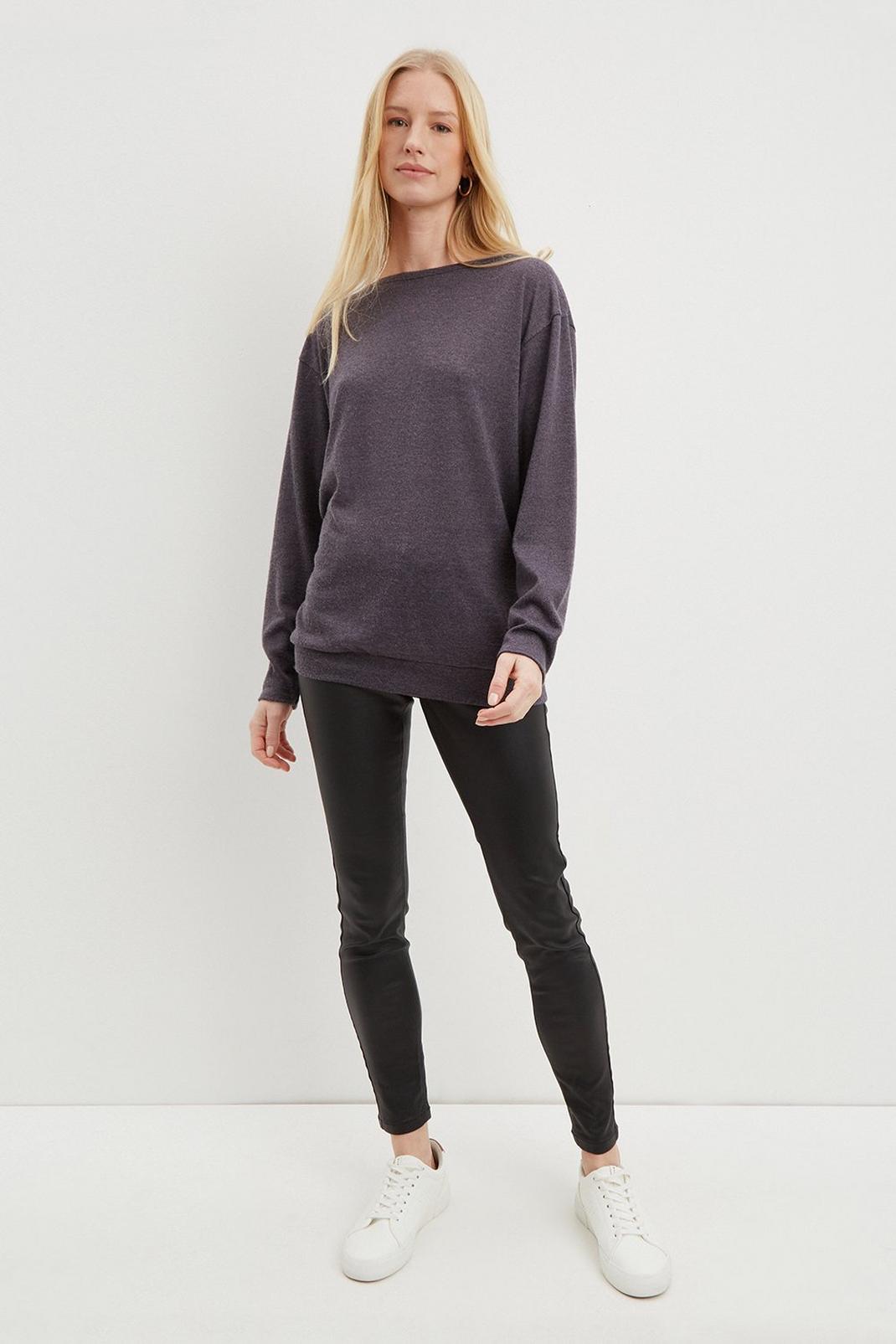 115 Soft Touch Slash Neck Long Sleeve Top image number 2