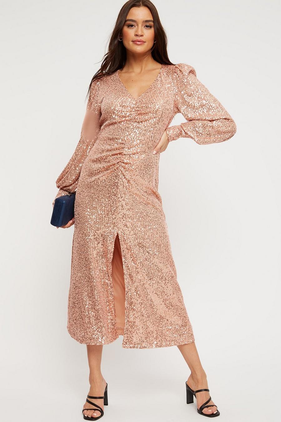 Bronze Sequin Midi Dress