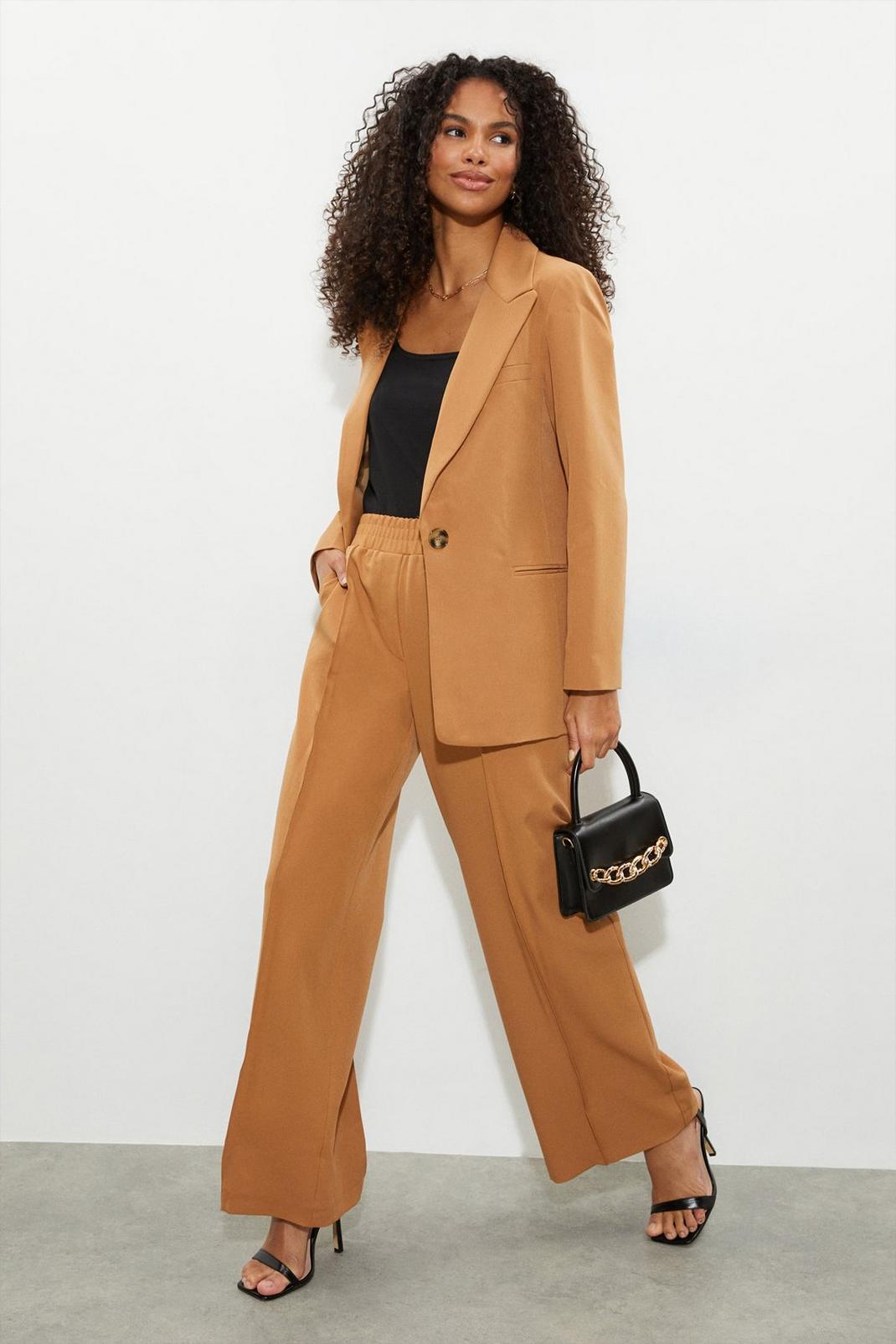 Tobacco Wide Leg Elasticated Waist Trousers image number 1