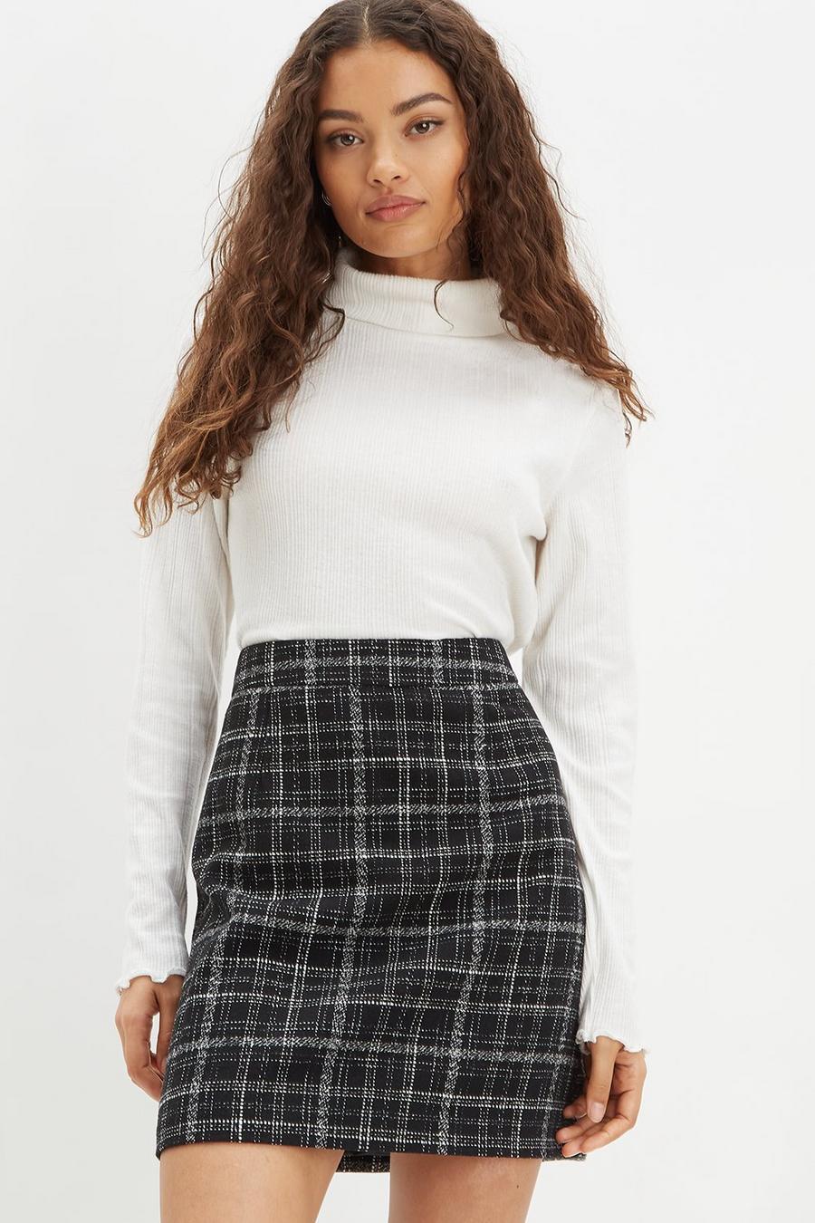 Petite Check Boucle Mini Skirt