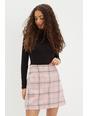 Pink Petite Check Boucle Mini Skirt