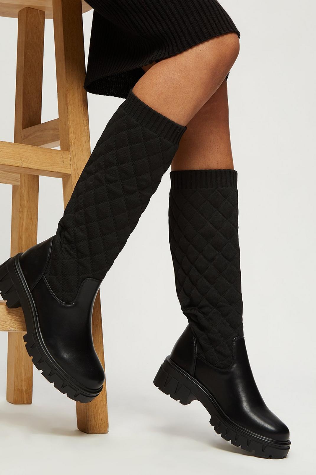 Black Tori Quilted High Leg Boots image number 1
