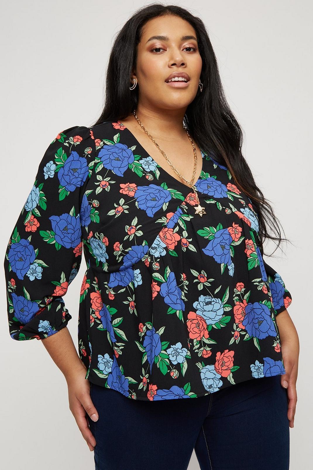 144 Curve Floral Long Sleeve Empire Seam Top image number 1