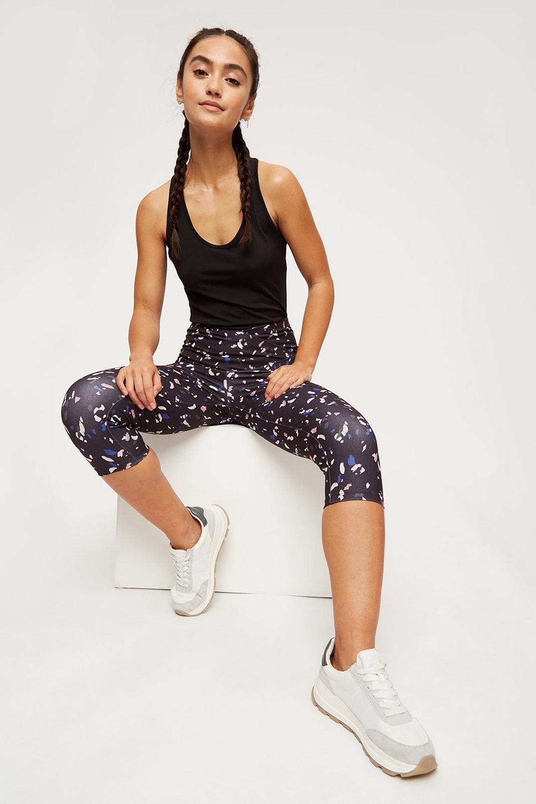 Multi Petite Abstract Print Active Cropped Leggings image number 1