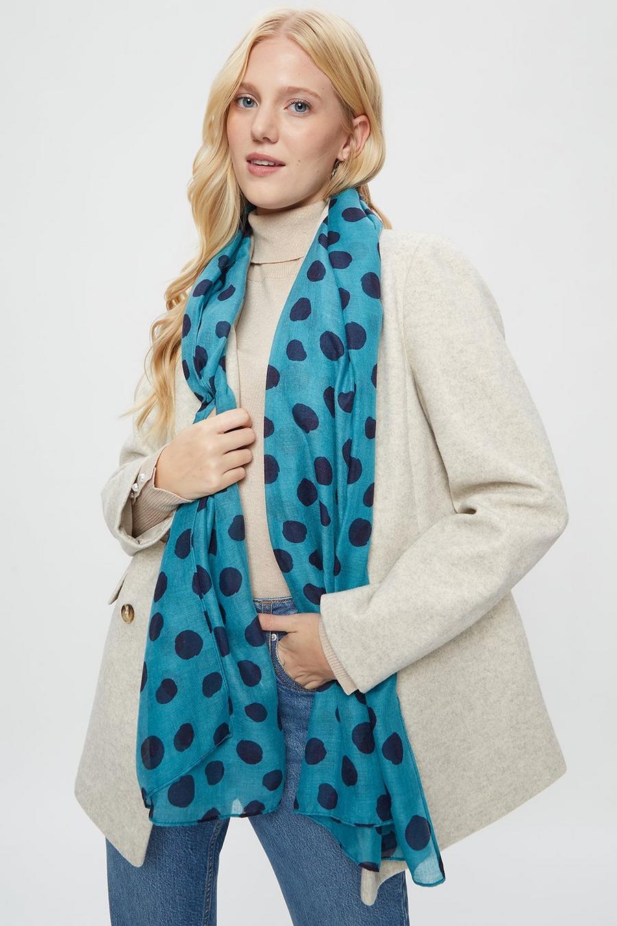 Blue And Black Spot Scarf
