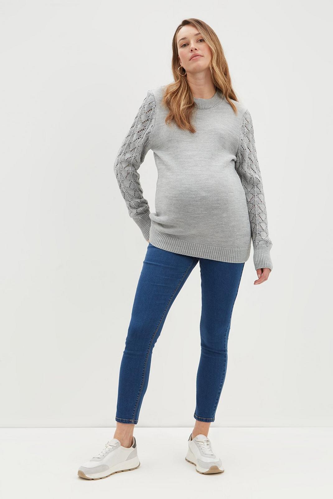 131 Maternity Textured Sleeve Knitted Jumper image number 2