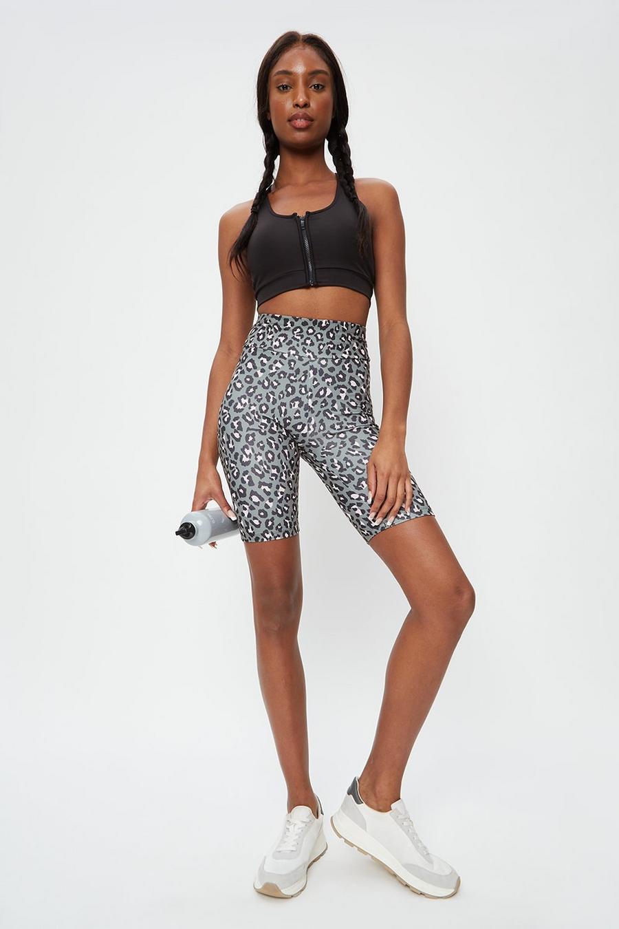 Tall Green Leopard Active Cycling Shorts