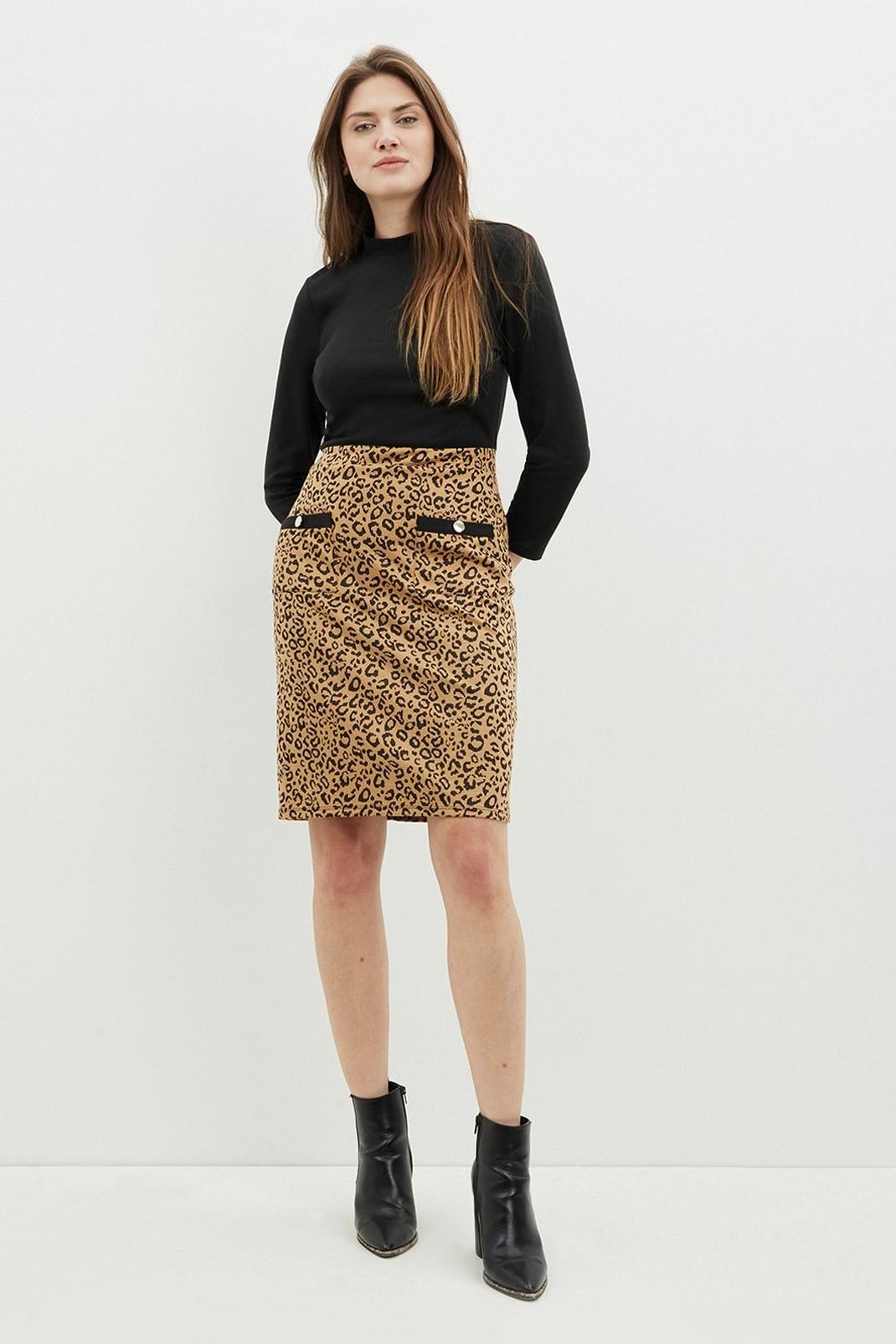 111 Tall Camel Leopard Skirt Dress image number 1