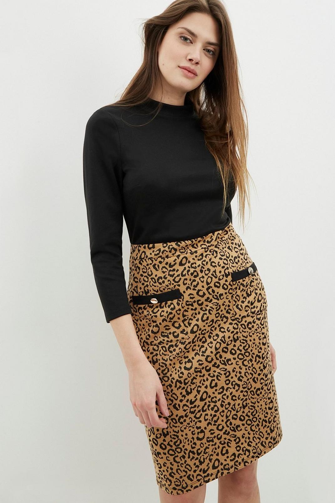 111 Tall Camel Leopard Skirt Dress image number 2