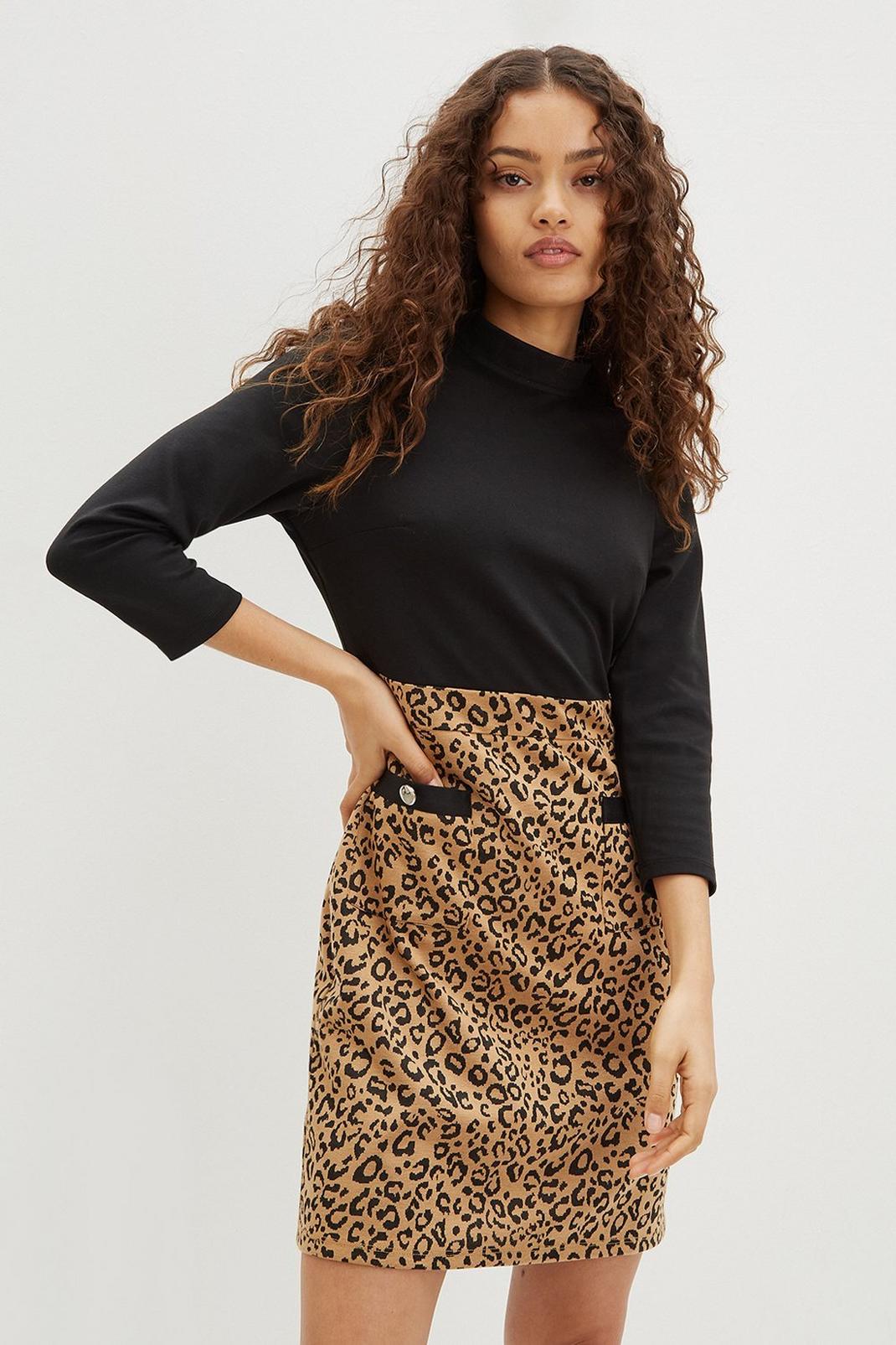111 Petite Camel Leopard Skirt Dress image number 1