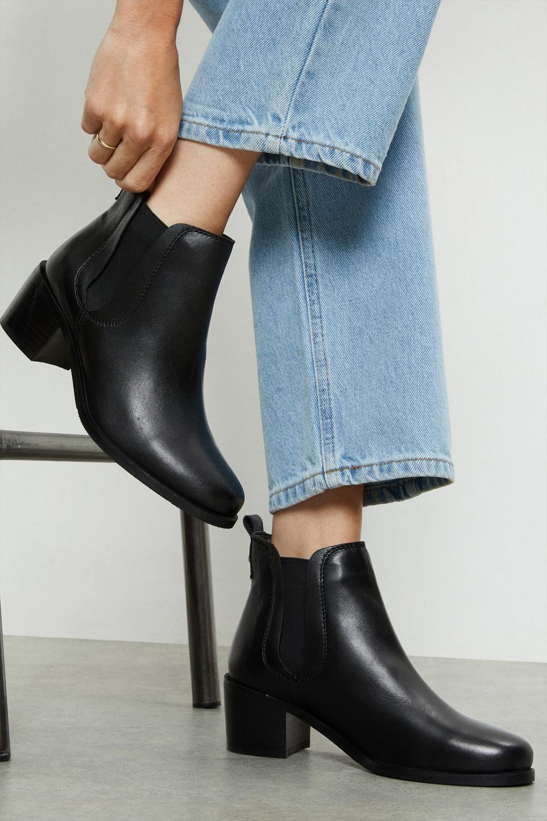 Black Good For The Sole: Rose Comfort Leather Ankle Boots image number 1