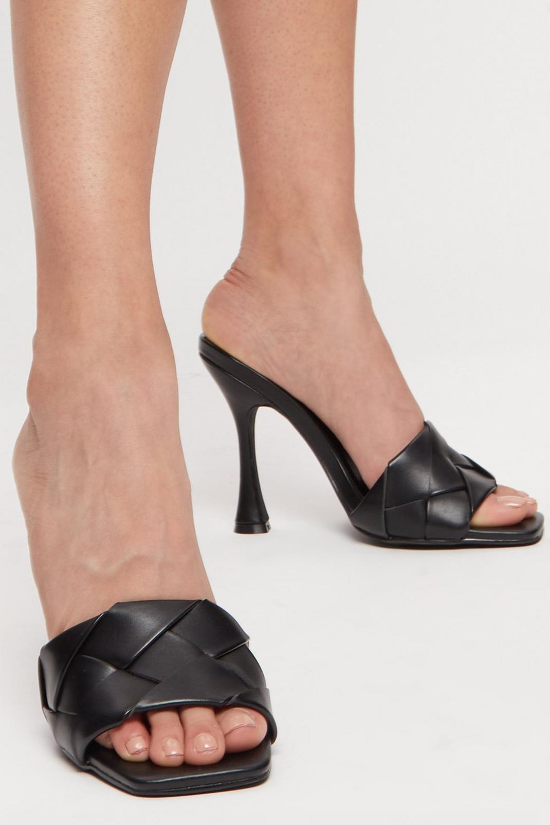 Black Faith: Emellia Wide Fit Quilted Heeled Mule image number 1
