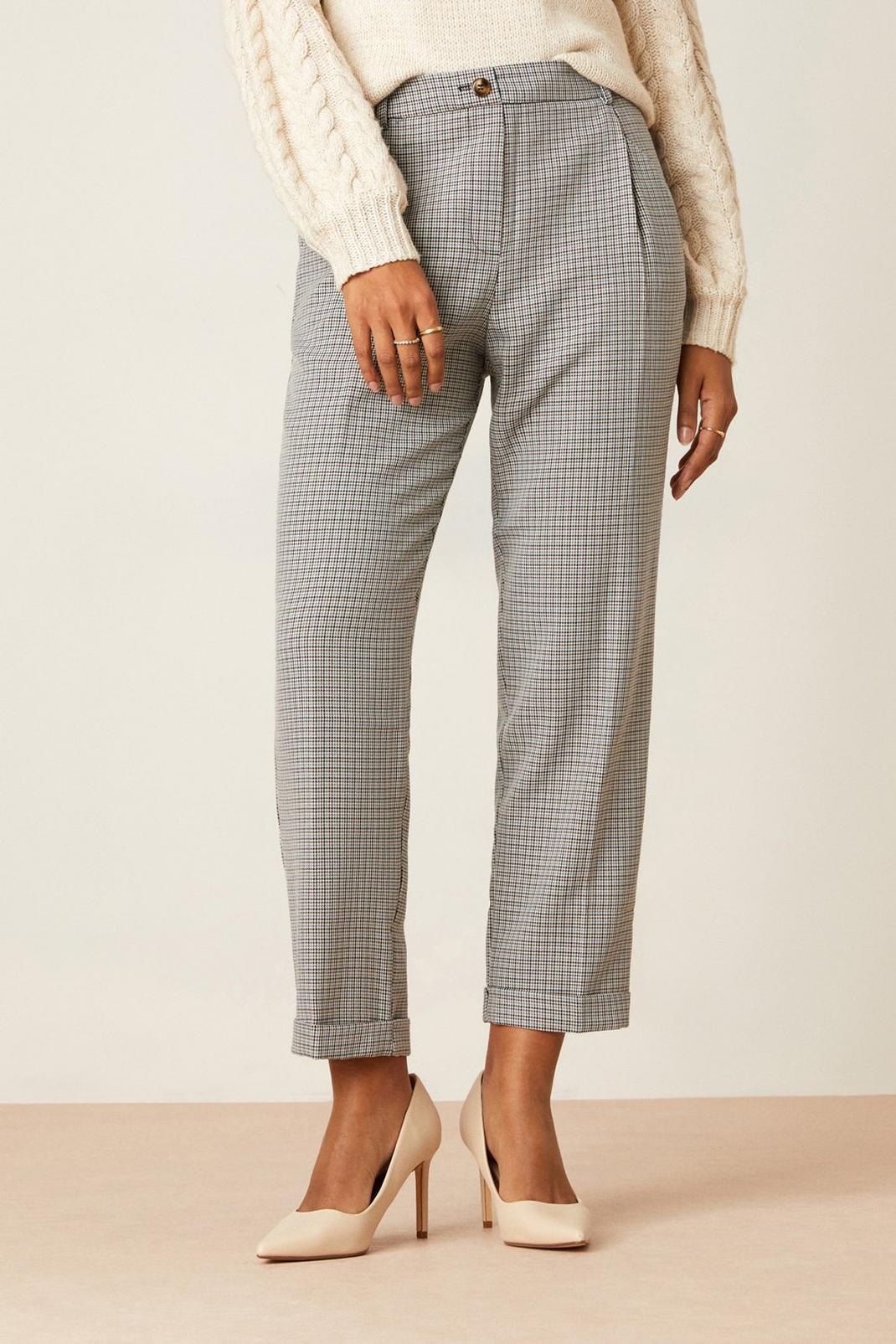 Blue Check Relaxed Trousers image number 1