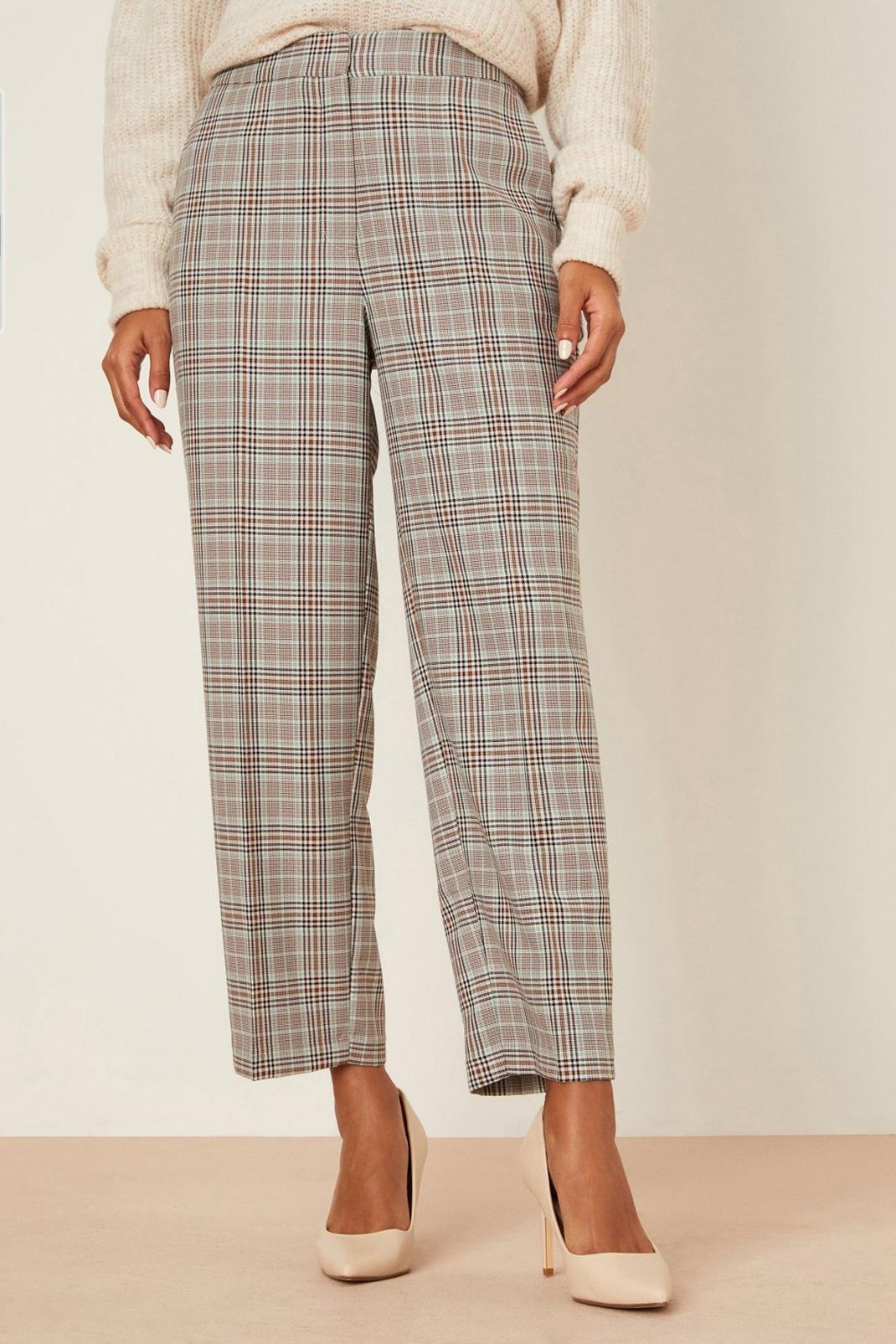 Blue Check High Waist Trouser image number 1