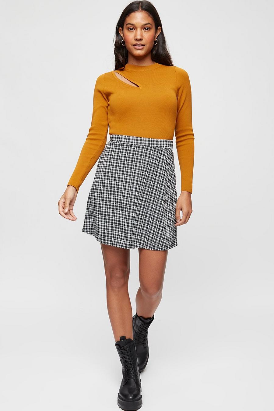 Black Check Mini Skirt