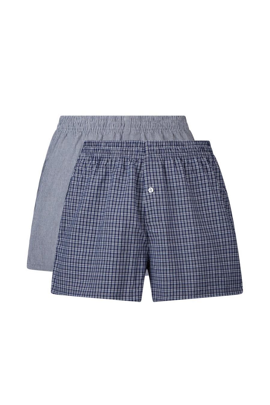 2 Pack Woven Navy Design Boxers 