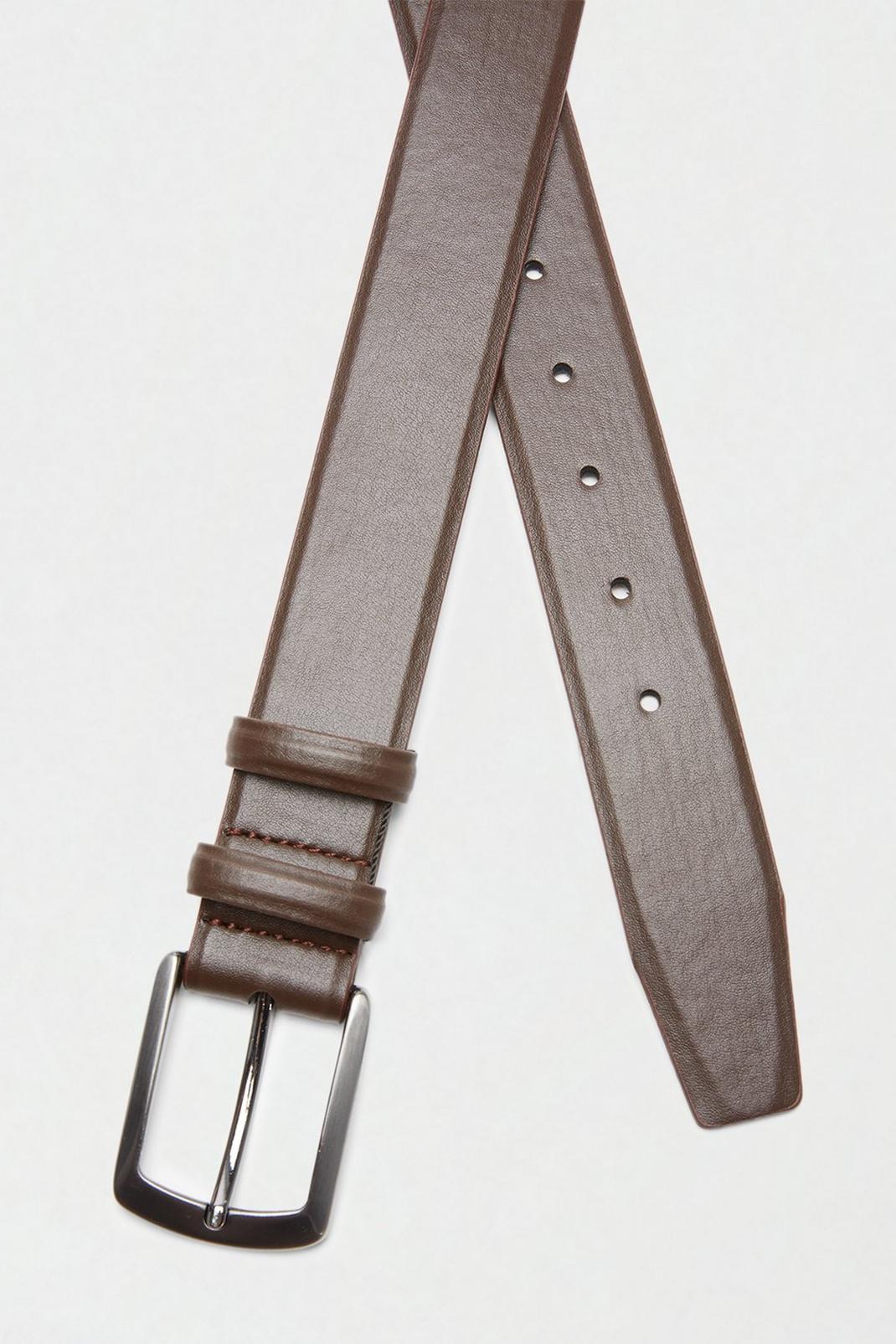 109 Brown Leather Belt With Silver Buckle image number 2