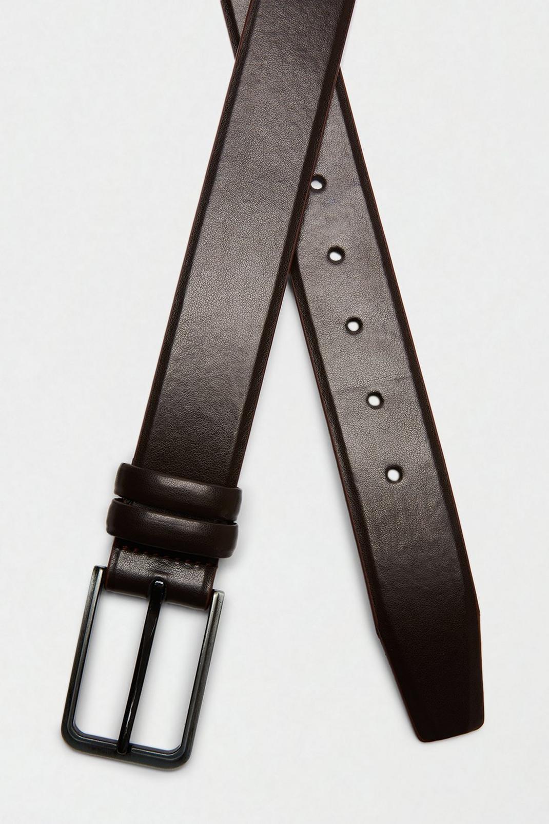 109 Dark Brown Leather Belt With Silver Buckle image number 2