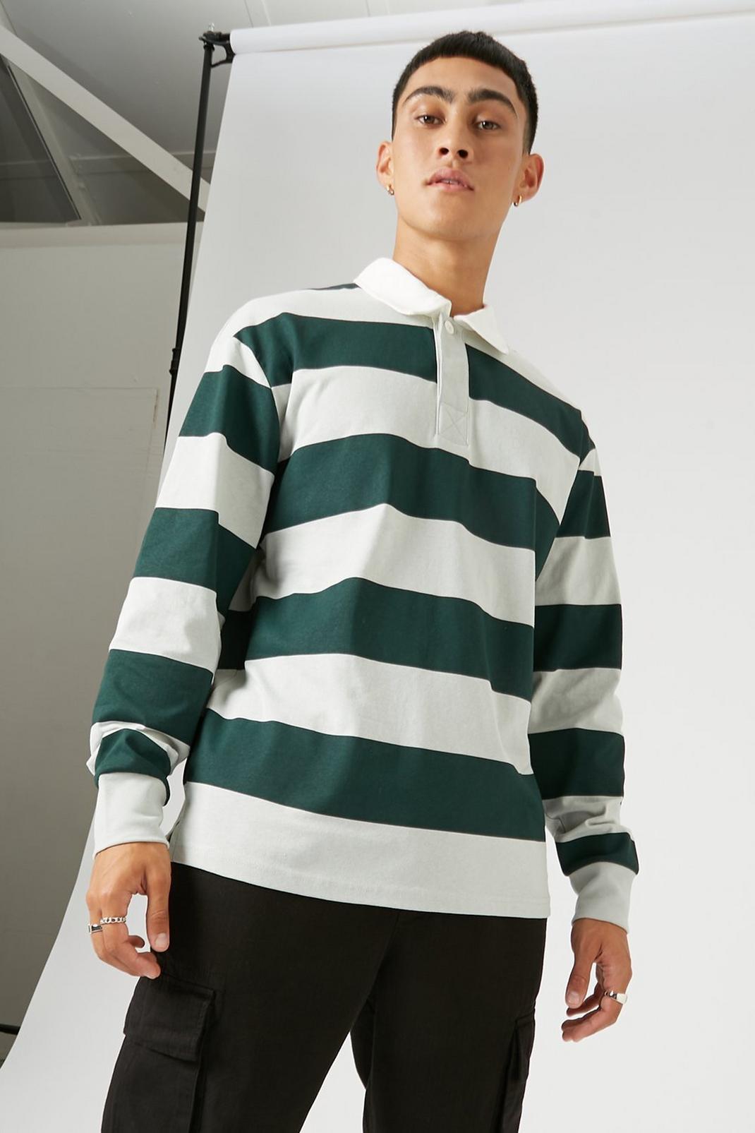 399 Oversized Striped Rugby Shirt image number 1