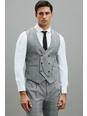 106 Skinny Aqua Bold Check Suit Waistcoat