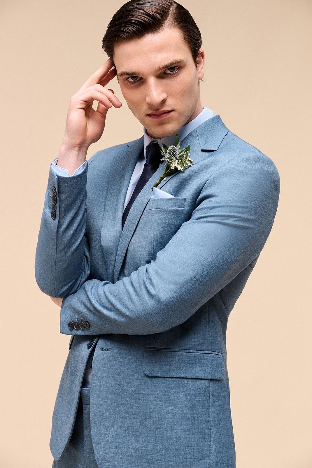 Skinny Infinity Blue Sharkskin Two-Piece Suit image number 1