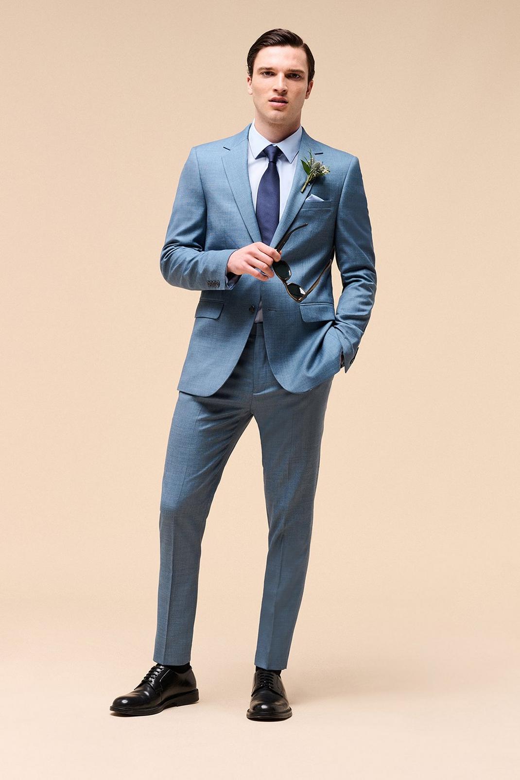 Skinny Infinity Blue Sharkskin Two-Piece Suit image number 2