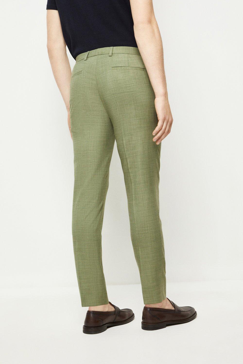 green slim fit trousers