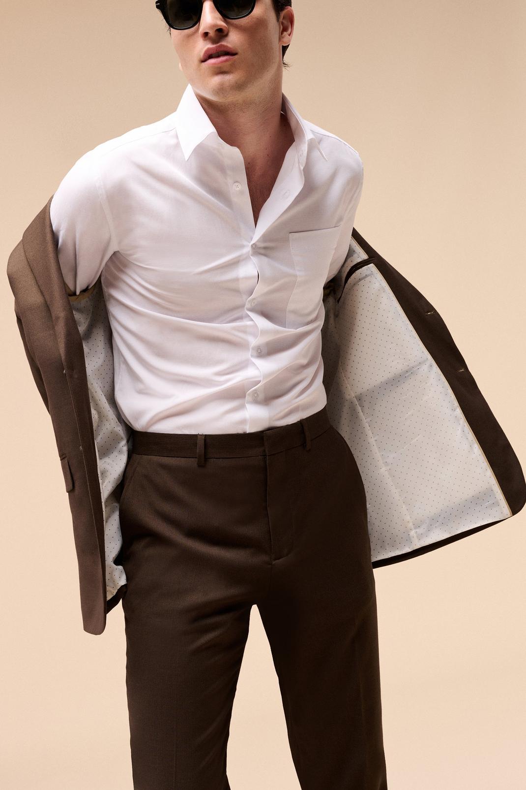 106 Slim Brown Texture Suit Trouser image number 2