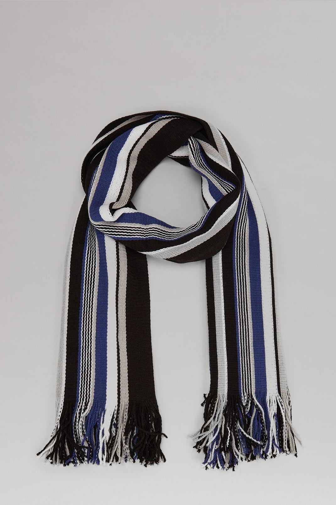 106 Blue And Black Multi Stripe Scarf image number 1