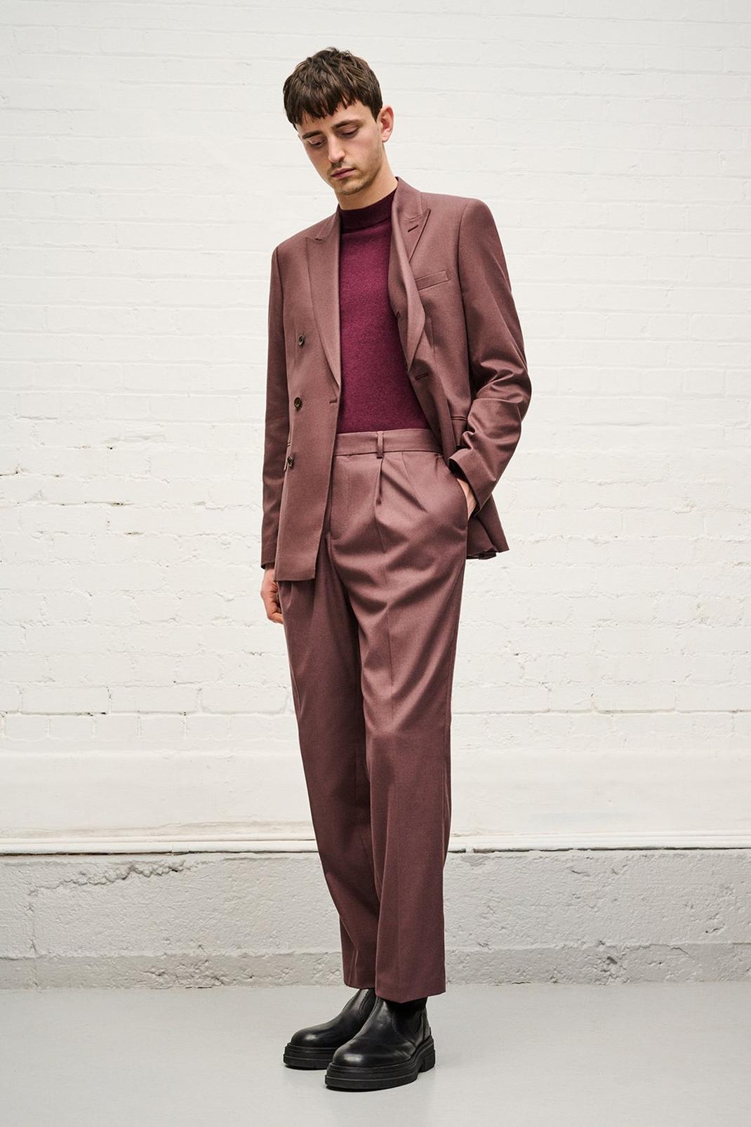 Relaxed Fit Brown Pleat Suit Trouser image number 1