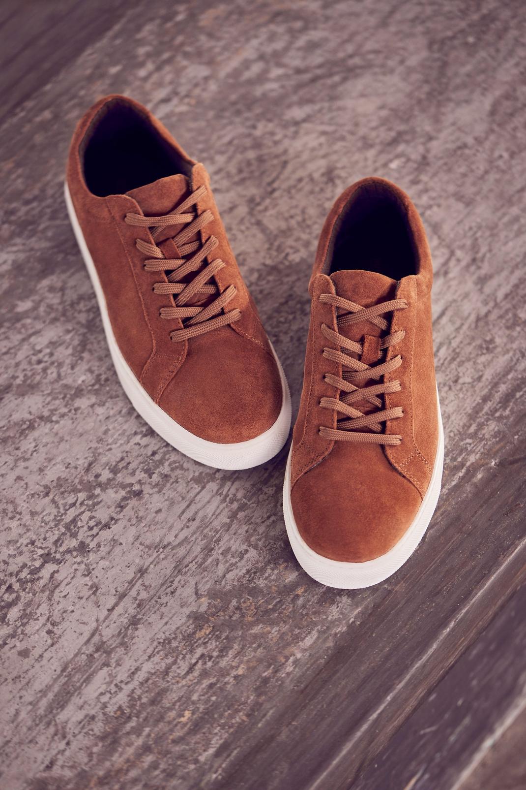 Tan Real Suede Trainers image number 1